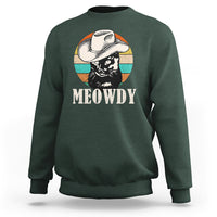 Cat Lover Sweatshirt Meowdy Funny Howdy Retro Vintage Cowboy Hat - Wonder Print Shop