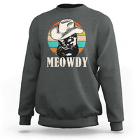 Cat Lover Sweatshirt Meowdy Funny Howdy Retro Vintage Cowboy Hat - Wonder Print Shop