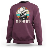 Cat Lover Sweatshirt Meowdy Funny Howdy Retro Vintage Cowboy Hat - Wonder Print Shop