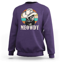 Cat Lover Sweatshirt Meowdy Funny Howdy Retro Vintage Cowboy Hat - Wonder Print Shop
