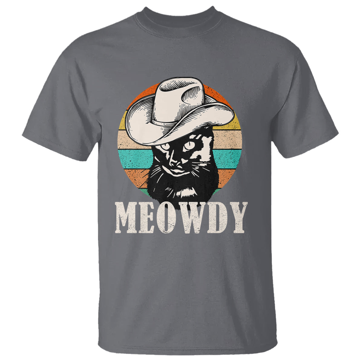 Cat Lover T Shirt Meowdy Funny Howdy Retro Vintage Cowboy Hat - Wonder Print Shop