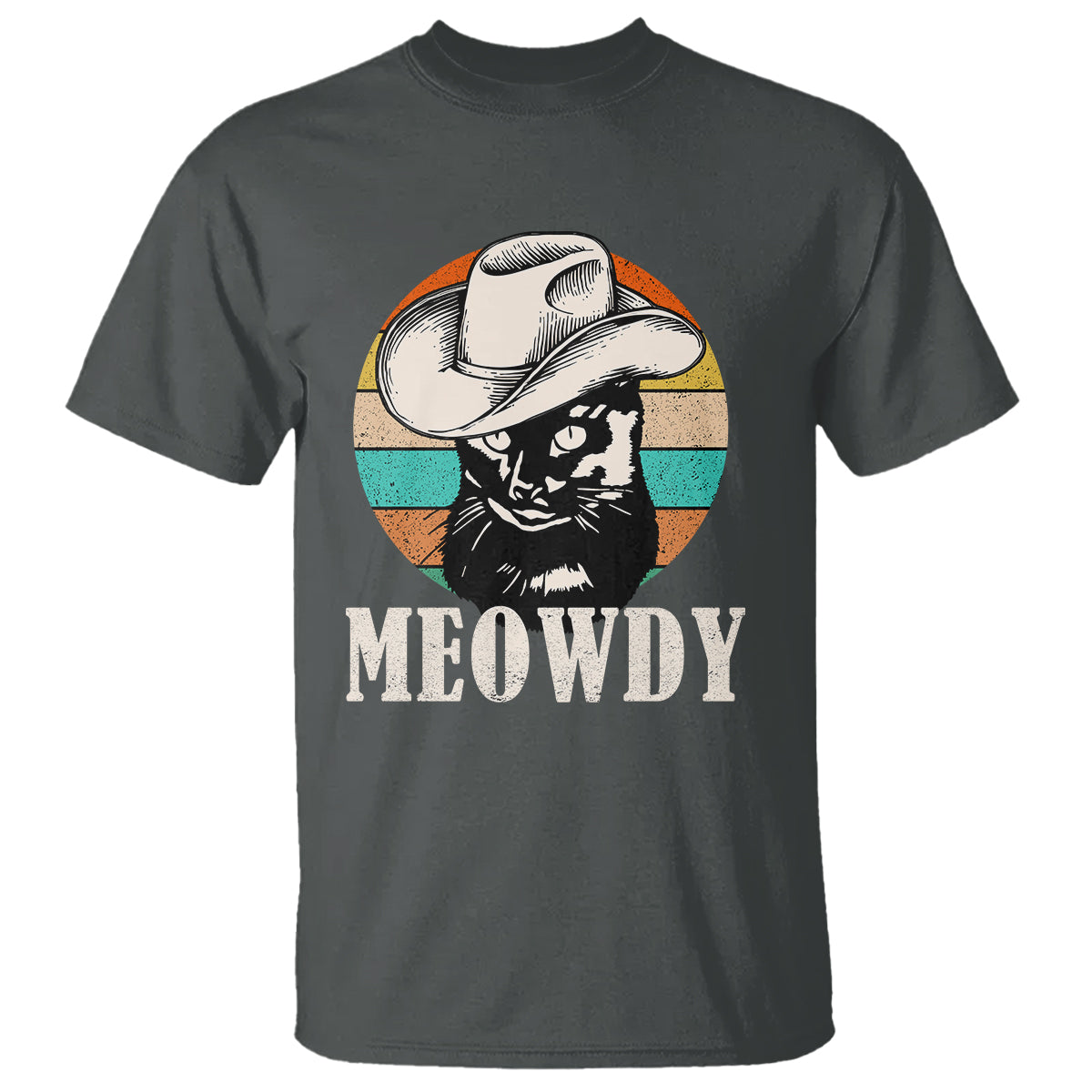 Cat Lover T Shirt Meowdy Funny Howdy Retro Vintage Cowboy Hat - Wonder Print Shop