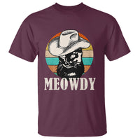 Cat Lover T Shirt Meowdy Funny Howdy Retro Vintage Cowboy Hat - Wonder Print Shop