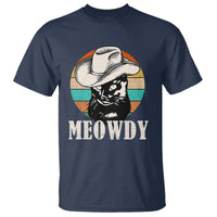 Cat Lover T Shirt Meowdy Funny Howdy Retro Vintage Cowboy Hat - Wonder Print Shop