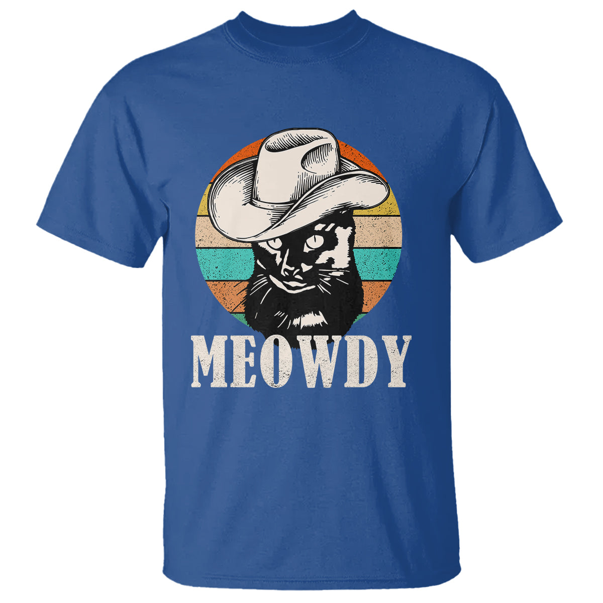 Cat Lover T Shirt Meowdy Funny Howdy Retro Vintage Cowboy Hat - Wonder Print Shop