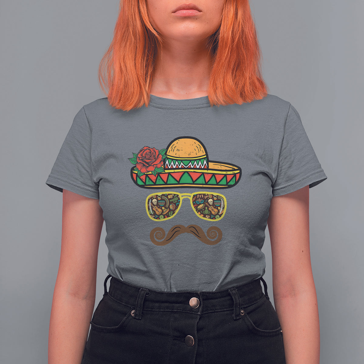 Cinco De Mayo T Shirt For Women Funny Sombrero Face Fiesta Party Mexico Costume - Wonder Print Shop