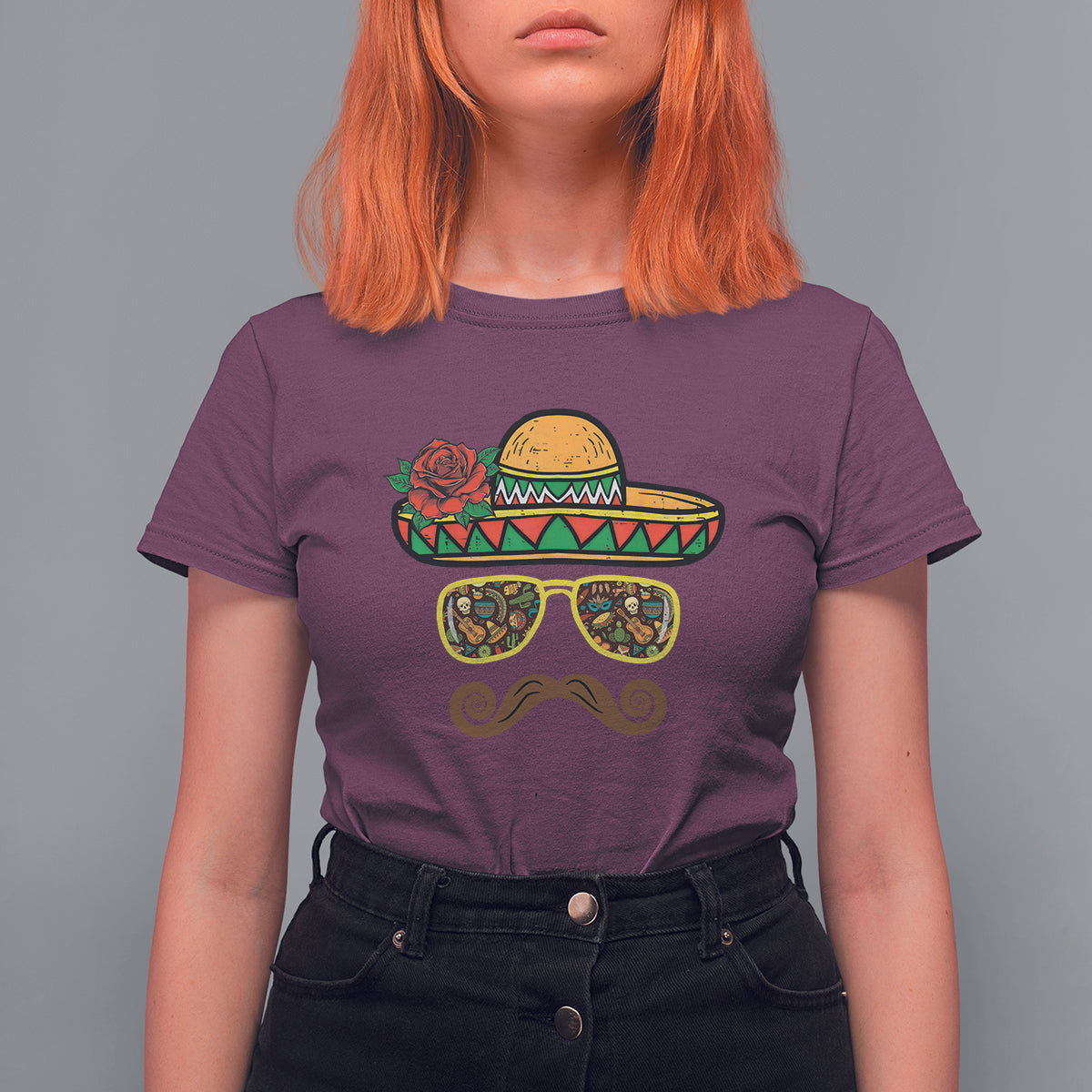 Cinco De Mayo T Shirt For Women Funny Sombrero Face Fiesta Party Mexico Costume - Wonder Print Shop