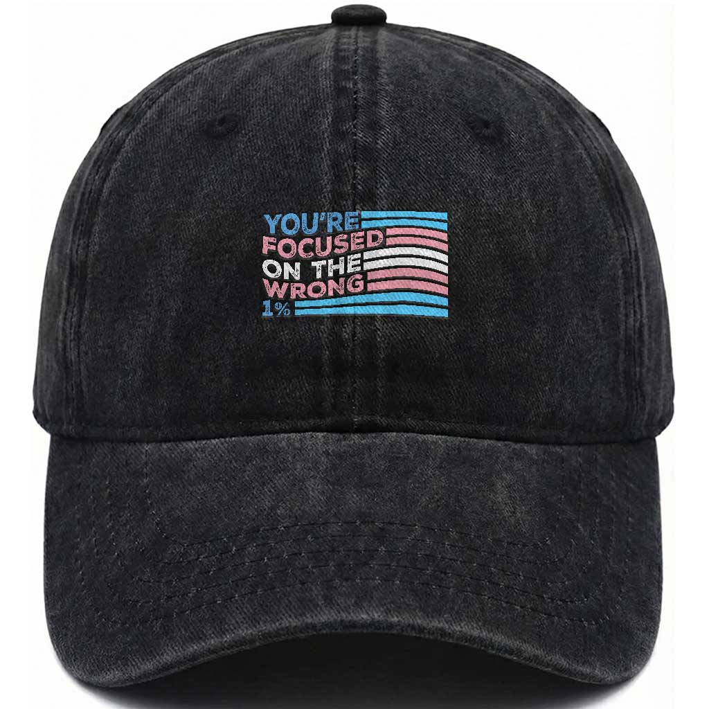 Funny You're Focused On The Wrong 1% Washed Cotton Baseball Cap Bi Transgender LGBT