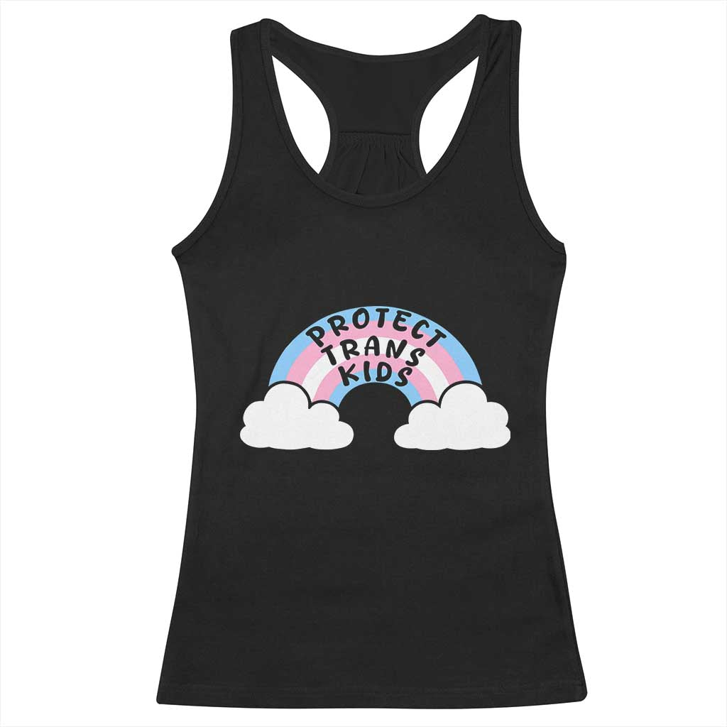 Funny Protect Trans Kids Racerback Tank Top LGBT Pride Rainbow