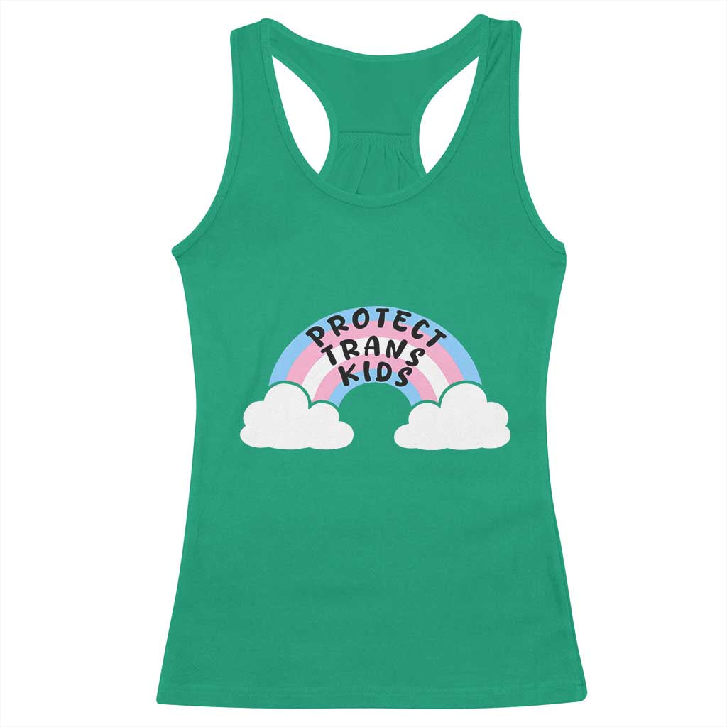 Funny Protect Trans Kids Racerback Tank Top LGBT Pride Rainbow