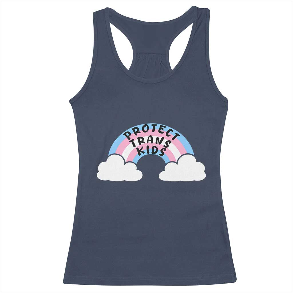 Funny Protect Trans Kids Racerback Tank Top LGBT Pride Rainbow