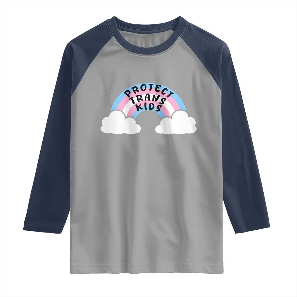 Funny Protect Trans Kids Raglan Shirt LGBT Pride Rainbow