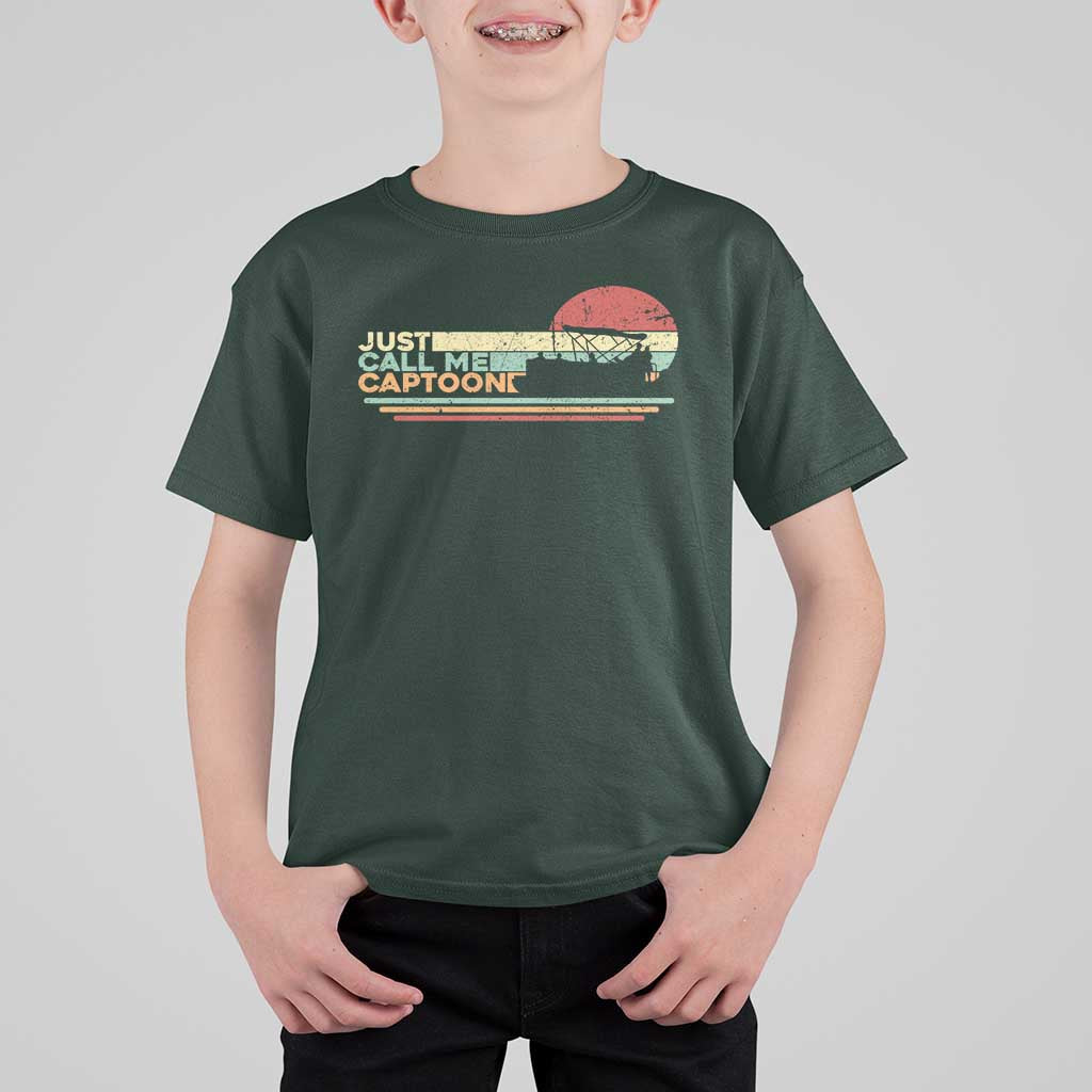 Funny Just Call Me Captoon T Shirt For Kid Pontoon Boat Captain