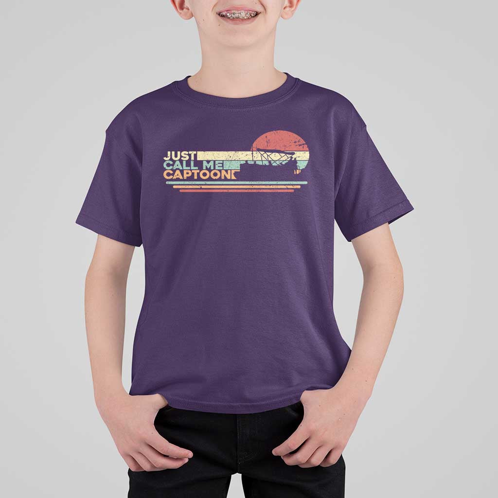 Funny Just Call Me Captoon T Shirt For Kid Pontoon Boat Captain