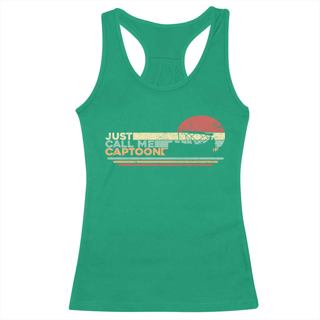 Funny Just Call Me Captoon Racerback Tank Top Pontoon Boat Captain