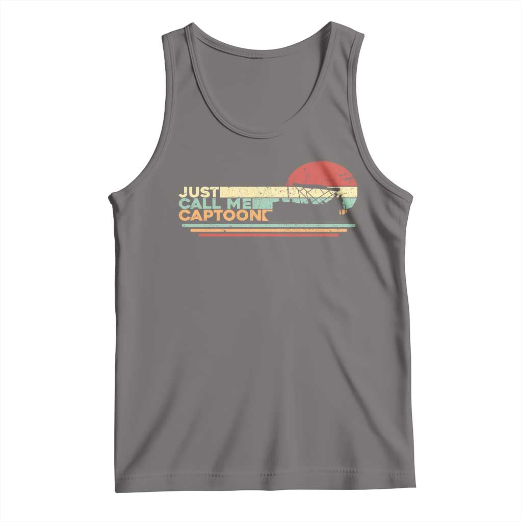 Funny Just Call Me Captoon Tank Top Pontoon Boat Captain