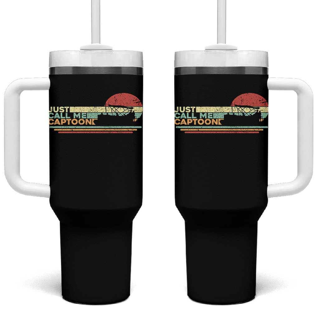 Funny Just Call Me Captoon Tumbler With Handle Pontoon Boat Captain