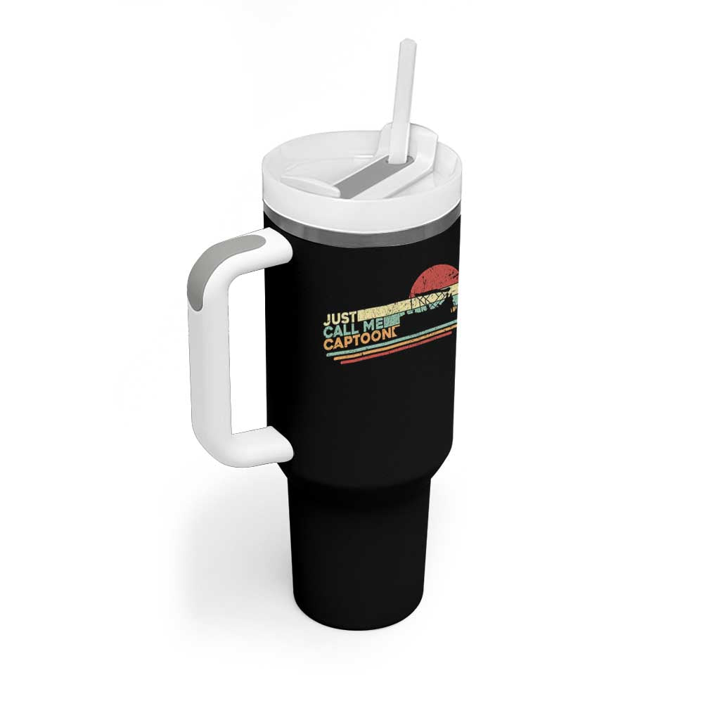 Funny Just Call Me Captoon Tumbler With Handle Pontoon Boat Captain