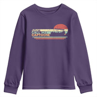 Funny Just Call Me Captoon Youth Sweatshirt Pontoon Boat Captain