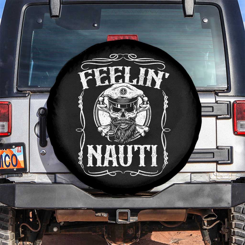 Funny Feelin Nauti Spare Tire Cover Boat Captain Pontoon Sailing Sailor Skull