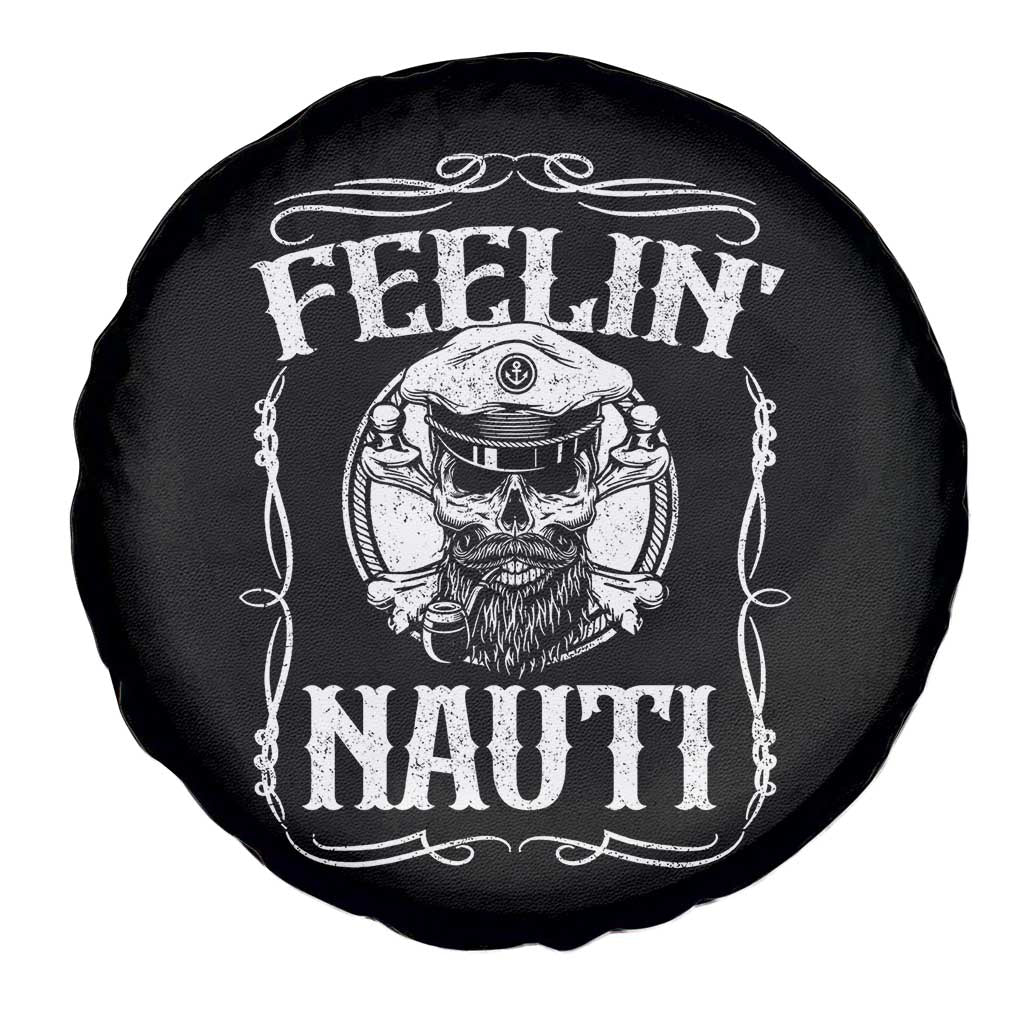 Funny Feelin Nauti Spare Tire Cover Boat Captain Pontoon Sailing Sailor Skull