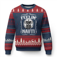 Funny Feelin Nauti Ugly Christmas Sweater Boat Captain Pontoon Sailing Sailor Skull - Wonder Print Shop