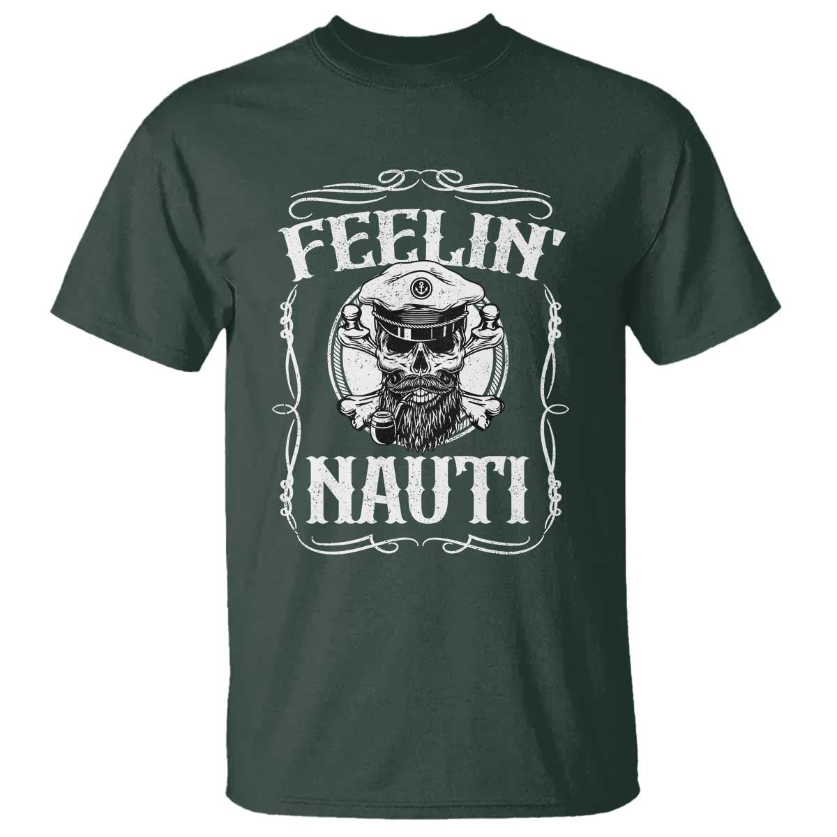 Funny Feelin Nauti T Shirt Boat Captain Pontoon Sailing Sailor Skull