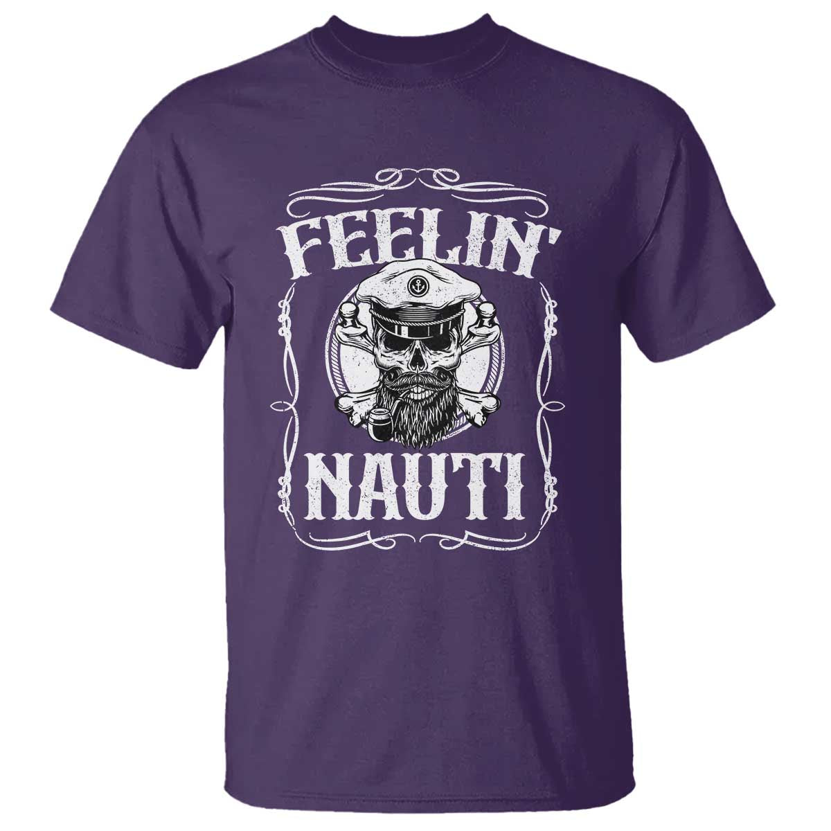 Funny Feelin Nauti T Shirt Boat Captain Pontoon Sailing Sailor Skull
