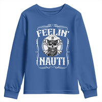 Funny Feelin Nauti Youth Sweatshirt Boat Captain Pontoon Sailing Sailor Skull