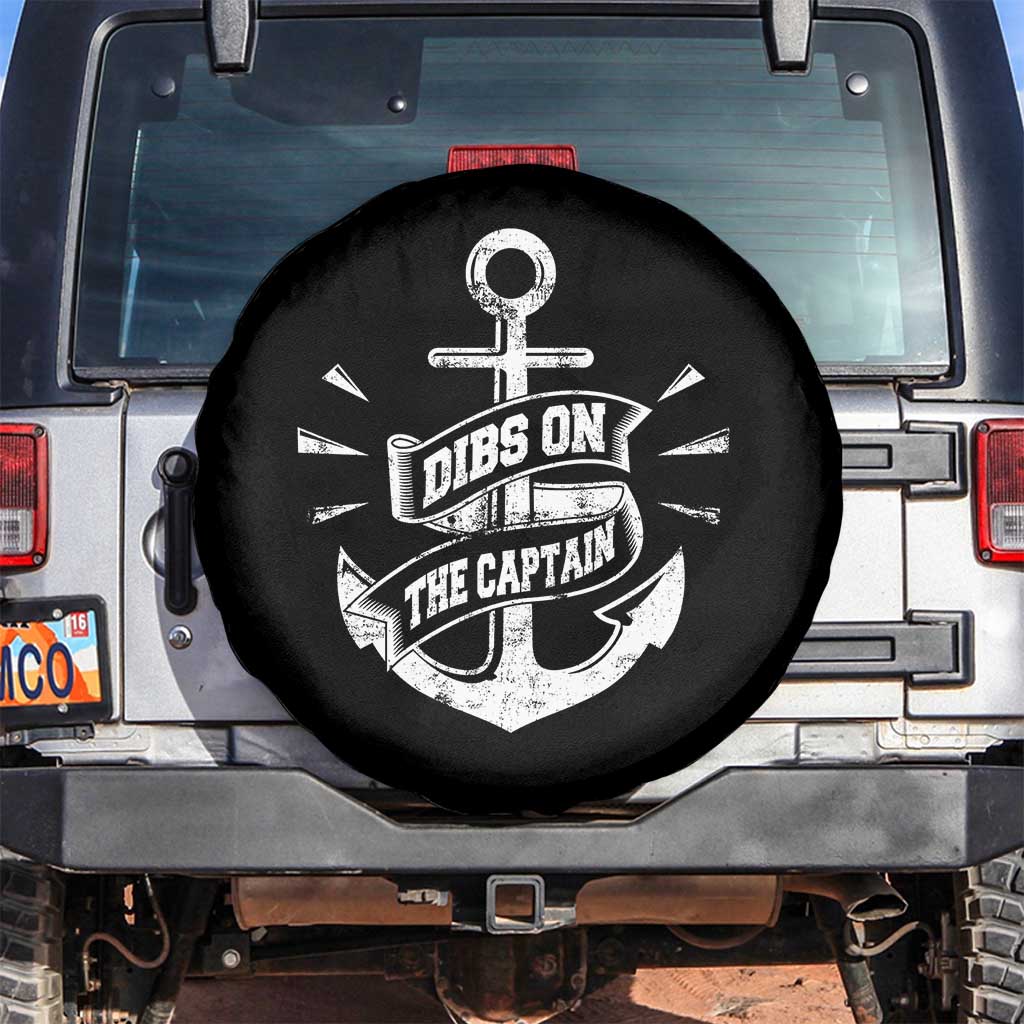 Funny Dibs On The Captain Spare Tire Cover Boating Boat Lover Vintage Anchor