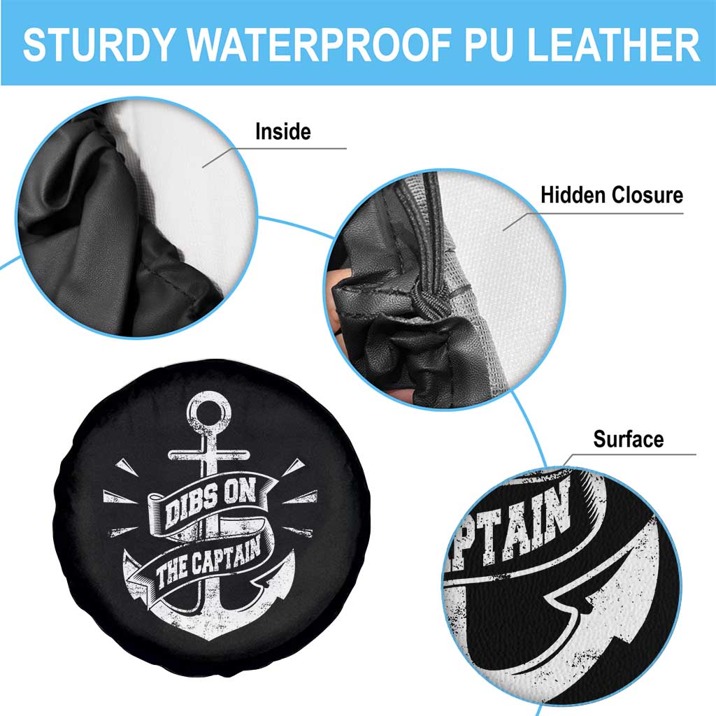 Funny Dibs On The Captain Spare Tire Cover Boating Boat Lover Vintage Anchor