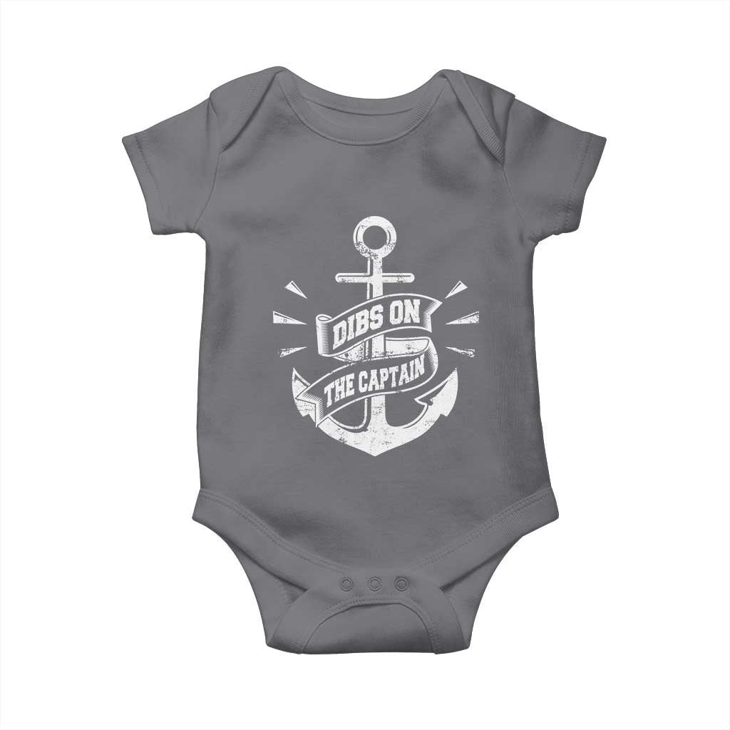 Funny Dibs On The Captain Baby Onesie Boating Boat Lover Vintage Anchor