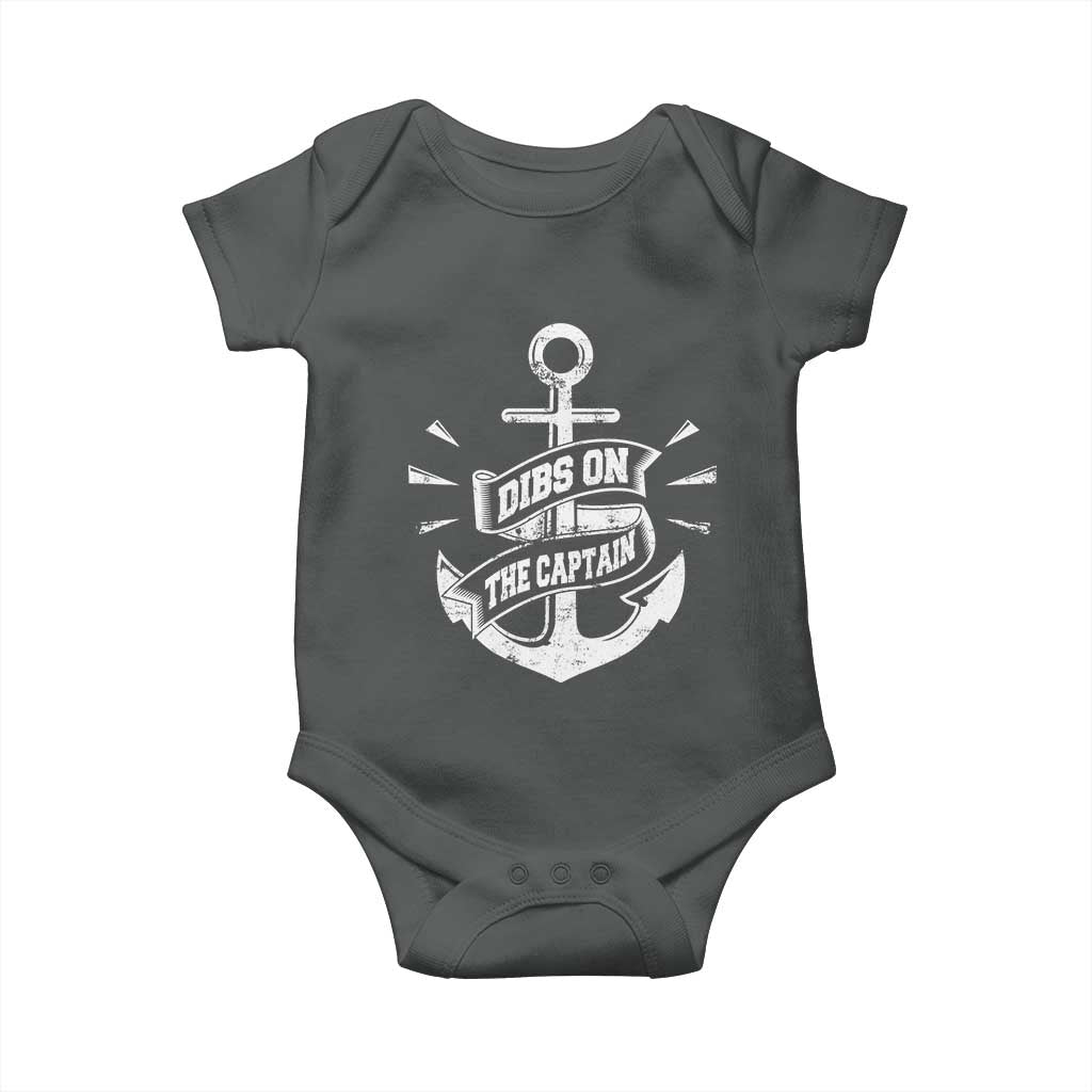 Funny Dibs On The Captain Baby Onesie Boating Boat Lover Vintage Anchor
