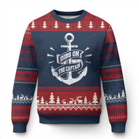 Funny Dibs On The Captain Ugly Christmas Sweater Boating Boat Lover Vintage Anchor - Wonder Print Shop