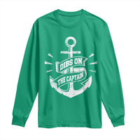 Funny Dibs On The Captain Long Sleeve Shirt Boating Boat Lover Vintage Anchor