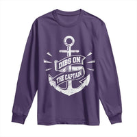 Funny Dibs On The Captain Long Sleeve Shirt Boating Boat Lover Vintage Anchor