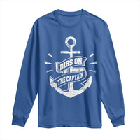 Funny Dibs On The Captain Long Sleeve Shirt Boating Boat Lover Vintage Anchor