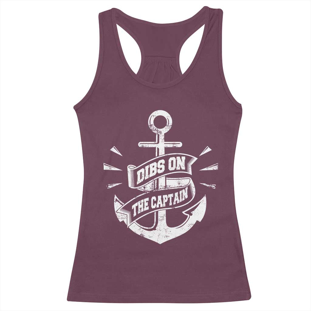 Funny Dibs On The Captain Racerback Tank Top Boating Boat Lover Vintage Anchor