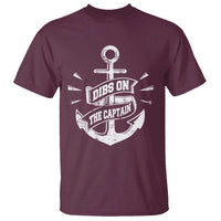 Funny Dibs On The Captain T Shirt Boating Boat Lover Vintage Anchor