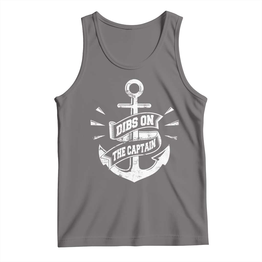 Funny Dibs On The Captain Tank Top Boating Boat Lover Vintage Anchor