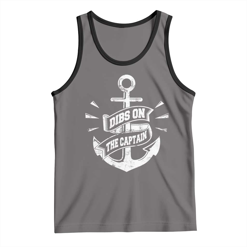 Funny Dibs On The Captain Tank Top Boating Boat Lover Vintage Anchor