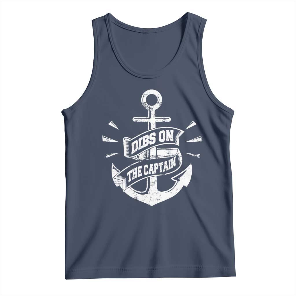 Funny Dibs On The Captain Tank Top Boating Boat Lover Vintage Anchor