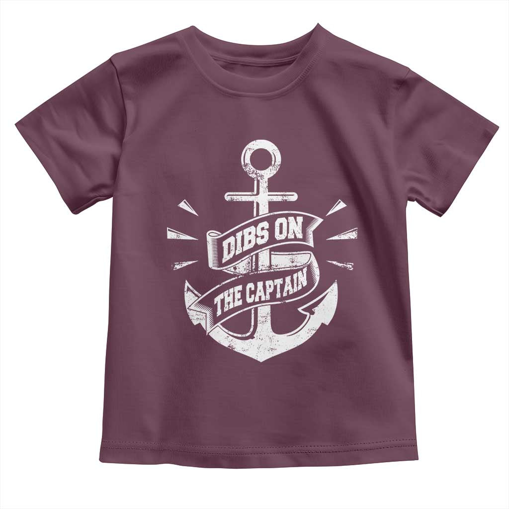 Funny Dibs On The Captain Toddler T Shirt Boating Boat Lover Vintage Anchor