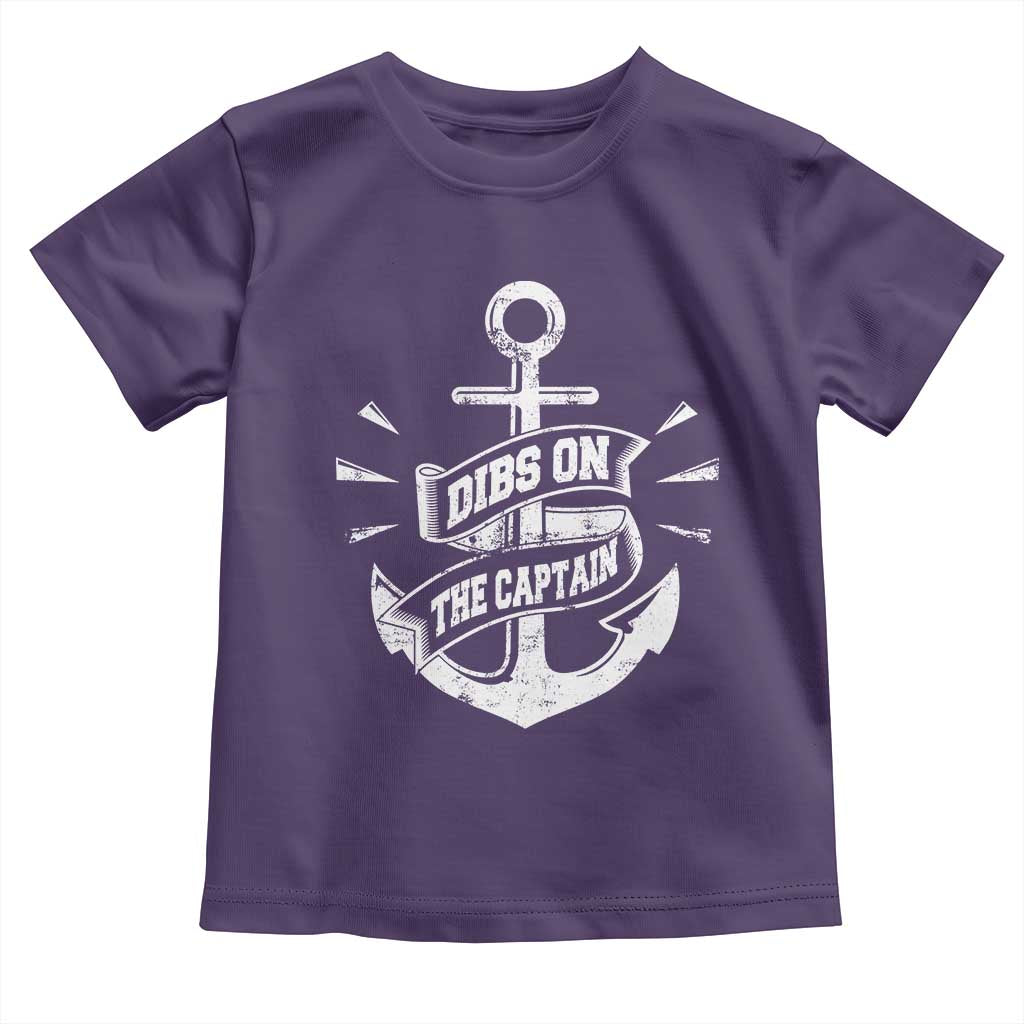 Funny Dibs On The Captain Toddler T Shirt Boating Boat Lover Vintage Anchor