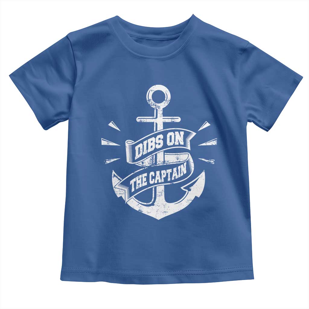 Funny Dibs On The Captain Toddler T Shirt Boating Boat Lover Vintage Anchor