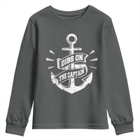 Funny Dibs On The Captain Youth Sweatshirt Boating Boat Lover Vintage Anchor