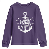 Funny Dibs On The Captain Youth Sweatshirt Boating Boat Lover Vintage Anchor