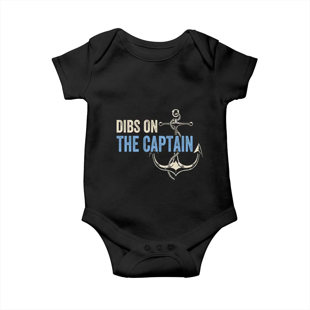 Funny Dibs On The Captain Baby Onesie Boating Boat Lover Anchor