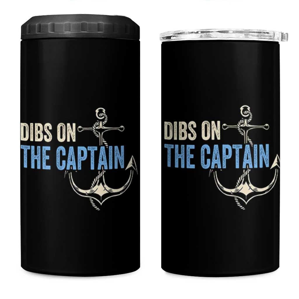 Funny Dibs On The Captain 4 in 1 Can Cooler Tumbler Boating Boat Lover Anchor