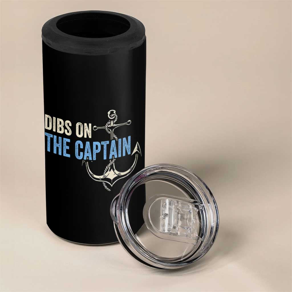 Funny Dibs On The Captain 4 in 1 Can Cooler Tumbler Boating Boat Lover Anchor